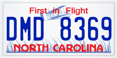 NC license plate DMD8369