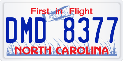 NC license plate DMD8377