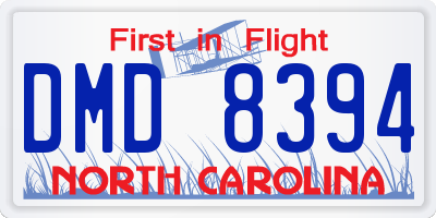 NC license plate DMD8394