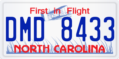 NC license plate DMD8433
