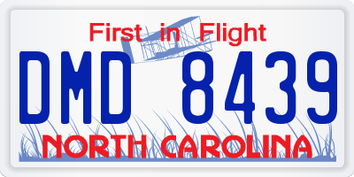 NC license plate DMD8439