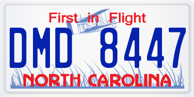 NC license plate DMD8447