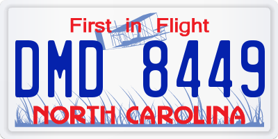 NC license plate DMD8449