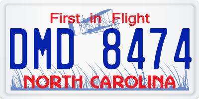 NC license plate DMD8474