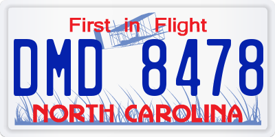 NC license plate DMD8478