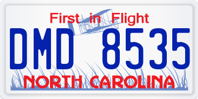 NC license plate DMD8535