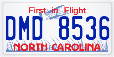 NC license plate DMD8536
