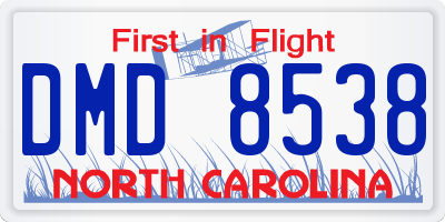 NC license plate DMD8538
