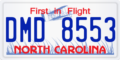 NC license plate DMD8553