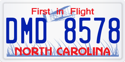 NC license plate DMD8578