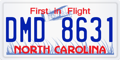 NC license plate DMD8631