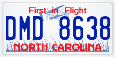 NC license plate DMD8638