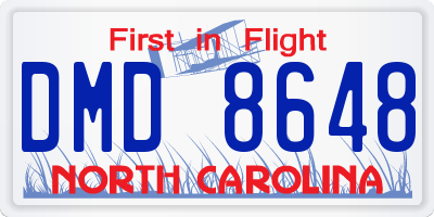 NC license plate DMD8648
