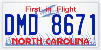 NC license plate DMD8671