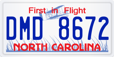 NC license plate DMD8672