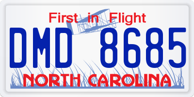 NC license plate DMD8685