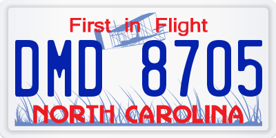 NC license plate DMD8705