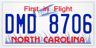 NC license plate DMD8706