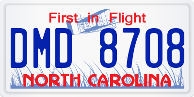 NC license plate DMD8708