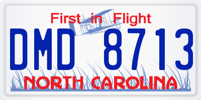 NC license plate DMD8713