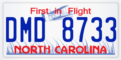 NC license plate DMD8733