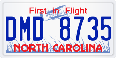 NC license plate DMD8735