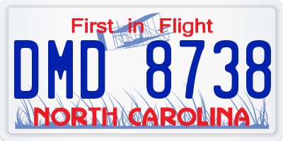 NC license plate DMD8738