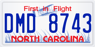 NC license plate DMD8743