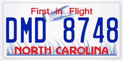 NC license plate DMD8748