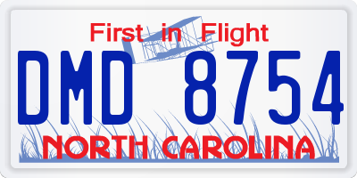 NC license plate DMD8754