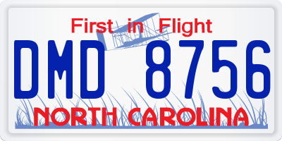 NC license plate DMD8756