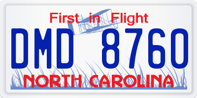 NC license plate DMD8760