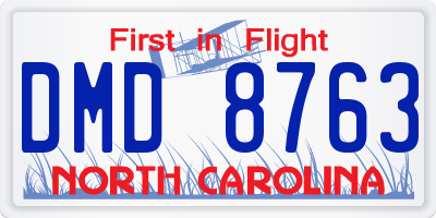 NC license plate DMD8763