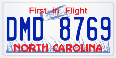 NC license plate DMD8769
