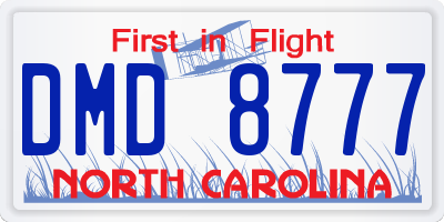 NC license plate DMD8777