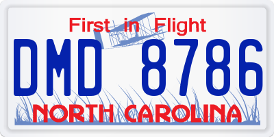 NC license plate DMD8786