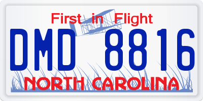 NC license plate DMD8816