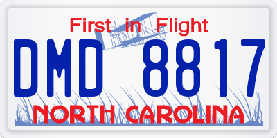 NC license plate DMD8817