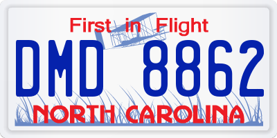 NC license plate DMD8862