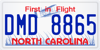 NC license plate DMD8865