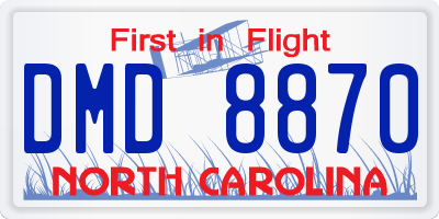 NC license plate DMD8870
