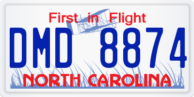 NC license plate DMD8874