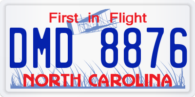 NC license plate DMD8876