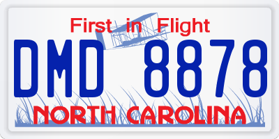 NC license plate DMD8878