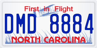 NC license plate DMD8884