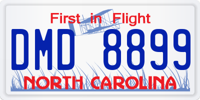 NC license plate DMD8899