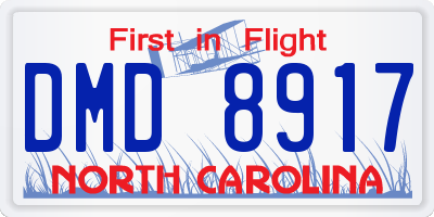 NC license plate DMD8917