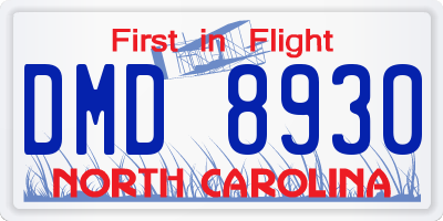 NC license plate DMD8930