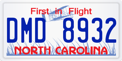 NC license plate DMD8932