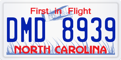 NC license plate DMD8939